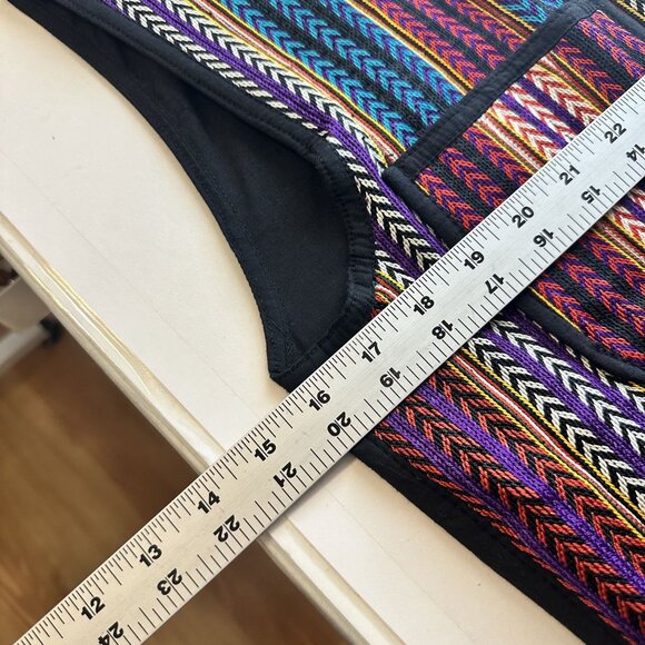 Vtg Womens Multicolor Striped Vest Front Pockets Daily Planet Zip Up Cotton - Picture 5 of 9